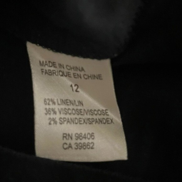 Theory Willy Dress Black Linen Blend Short Sleeves Lightweight Womens Size 12 - Picture 9 of 9